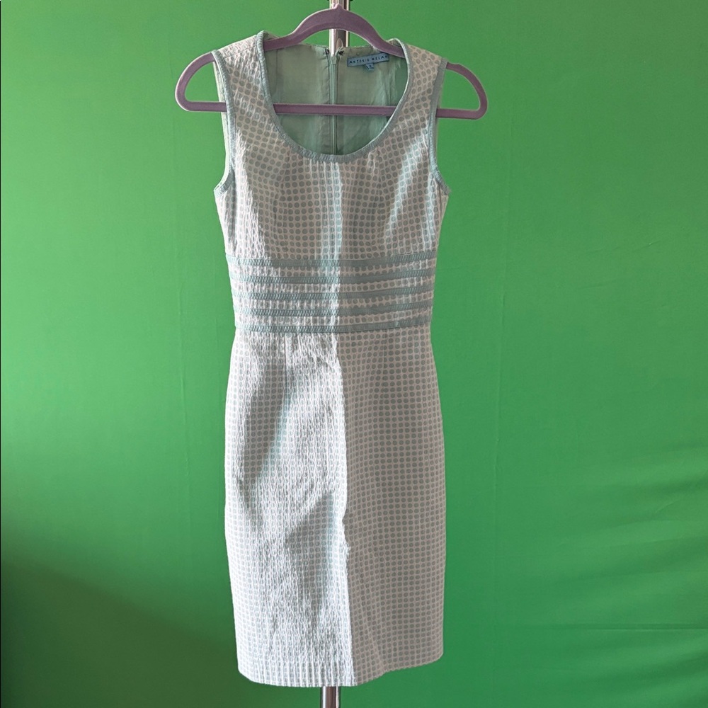 ANTONIO MELANI Cream and Light Blue Midi Dress